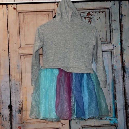 Disney Minnie Mouse Unicorn Hoodie Tulle Flare Long Sleeved sweatshirt dress 7/8 - Picture 6 of 9