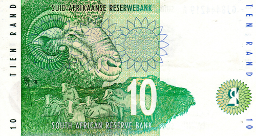 South Africa 10 Rand ND(1999) VF+ Banknote P-123b Prefix GJ Mboweni Sig. - Picture 2 of 2