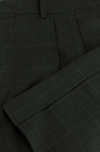 Ralph Lauren Men's Java & Gray Grid Gabardine Pleated Dress Pants 34 x 28 * - Picture 2 of 4