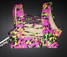 NWT Body Wrappers strappy back animal print bra bright colors Ladies XS/Sm 7230