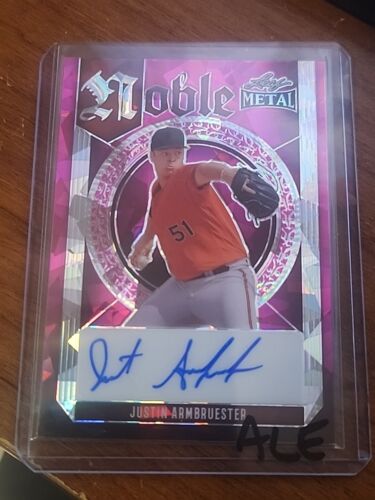 2023 Leaf Metal Baseball Justin Armbruester Noble Purple Crystals RC Auto 1 /5 - Picture 1 of 3