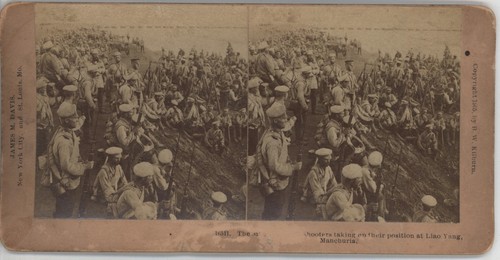 Shooters Taking Position at Liao Yang Machuria Russo Japan War Stereoview 1905 - Picture 2 of 3