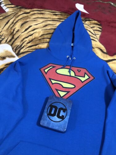 Jerzees Brand XL Superman Logo Blue Hoodie With DC Superman Bi Fold Wallet - Picture 4 of 6