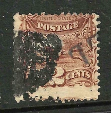 Sc #113 Grill Misperf EFO ALL Cancel 2 Cent Postrider 1869 Pictorial $115 US6B14