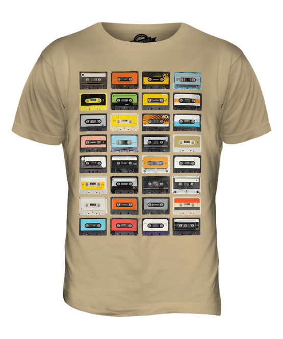 RETRO CASSETTE TAPES MENS FASHION PRINT T-SHIRT TOP VINTAGE