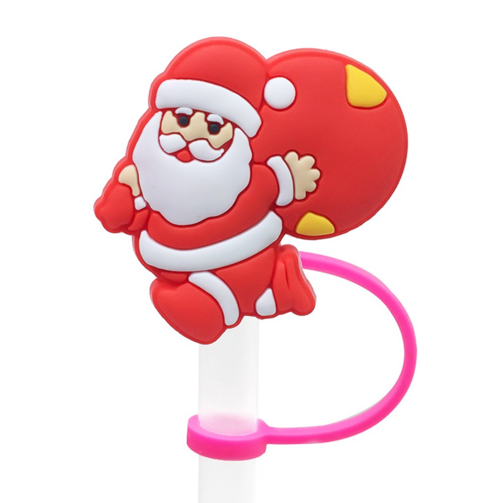 Festive Christmas Tumbler Straw Covers - Holiday Drink Toppers  