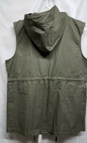 NWOT Zenana Outfitters Women's Large Green Sleeveless Hooded Jacket Full Zip - Imagen 9 de 11