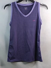 Ryka Tank Shirt Womens Small Purple Striped Sleeveless V Neck Polyester