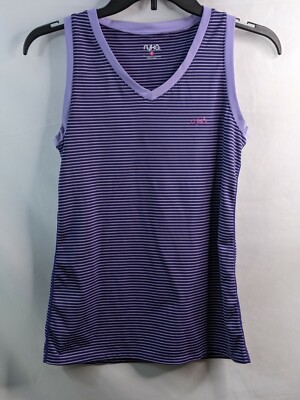 Ryka Tank Shirt Womens Small Purple Striped Sleeveless V Neck