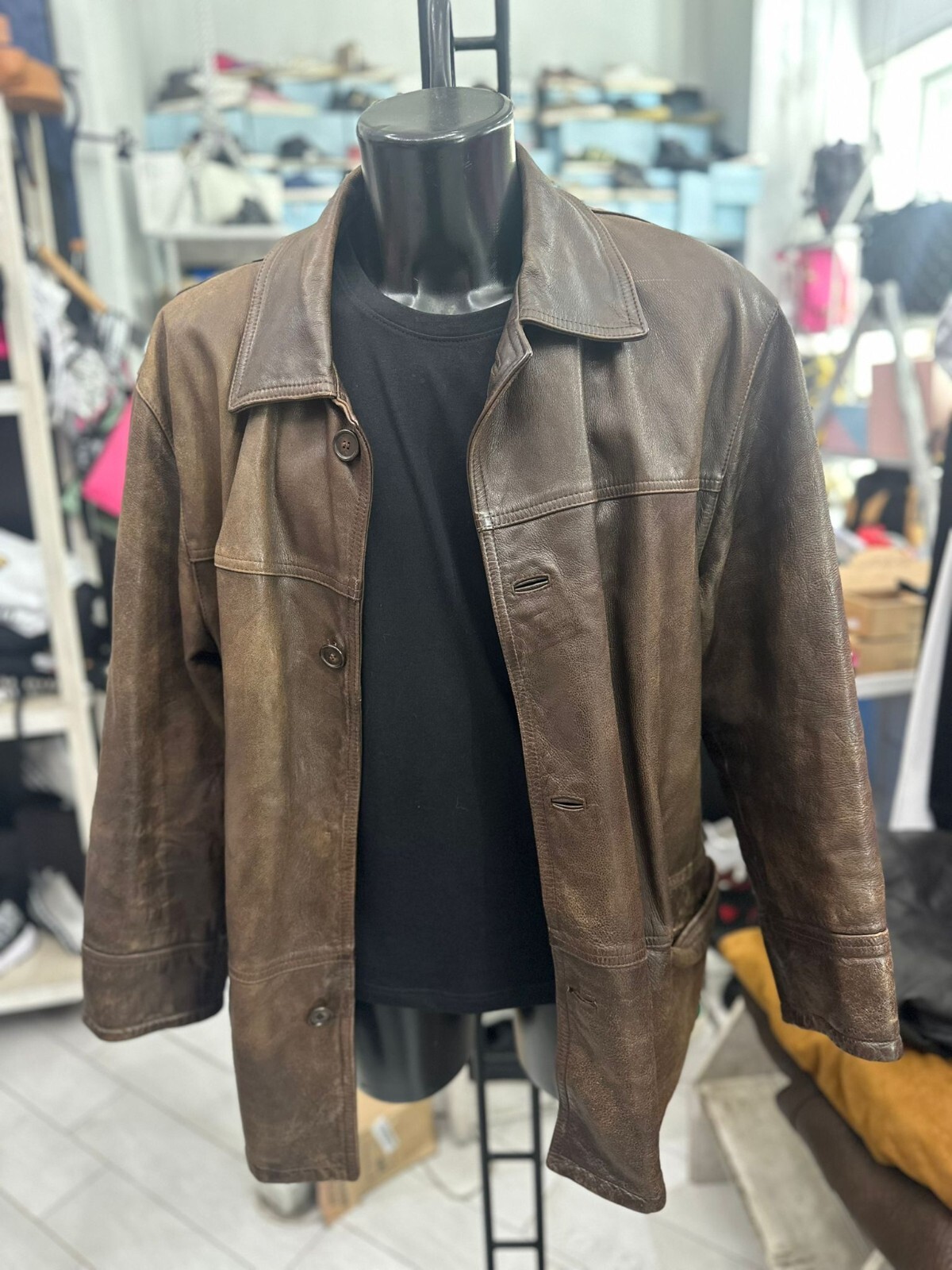 Not Only Leather Genuine Leather Jacket Used Men's Size 56 Brown LLV235