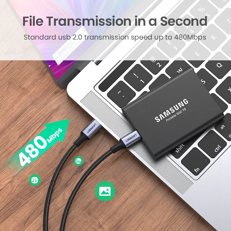 Ugreen USB C to USB C Fast Charger Cable 100W PD 5A Charging. 0.5m 1m 2m 3m - Image 3 of 4