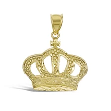 Crown Pendant Charm Real 10k Yellow Gold 1.1 inch