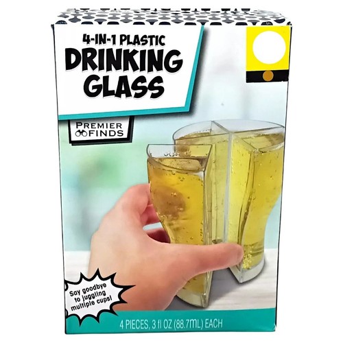 Premier Finds 4-in-1 Plastic Drinking Glass-4 Pieces 3 fl. Oz New