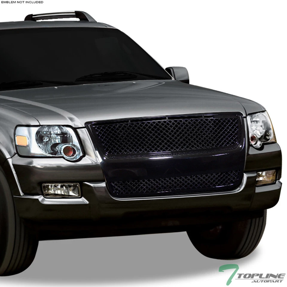 Topline For 2007-2010 Ford Explorer Sport Trac Mesh Front Bumper Grille - Black - Image 2 of 4