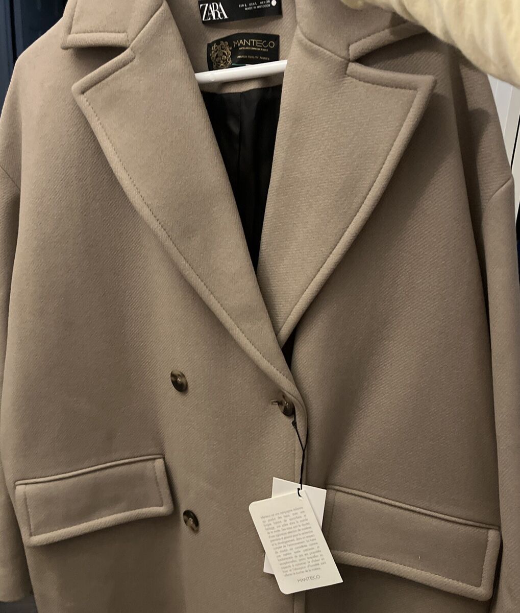 ZARA WOMEN NEW OVERSIZED DOUBLE BREASTED WOOL BLEND COAT ZARA WOMEN NEW OVERSIZED DOUBLE BREASTED WOOL BLEND COAT