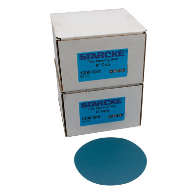 STARCKE Film Sanding Grip Discs, 6 Inch, 1200 Grit, Hook & Loop, Two - 100 packs