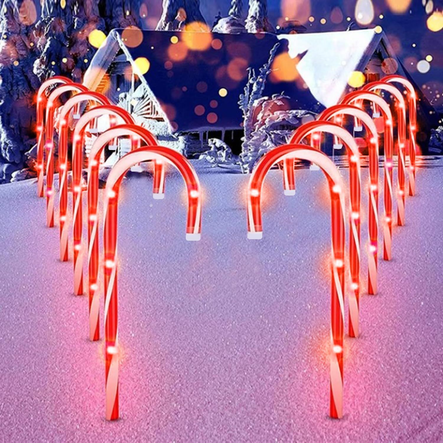 Christmas Candy Cane Pathway Makers Lights, 10 Inch Set of 10 Candy Canes Lights