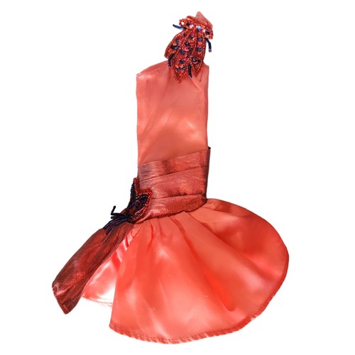 Vtg 1990's Barbie Flores De Mayo Peach Coral Dress Beaded Formal Mermaid Gown - Picture 8 of 10