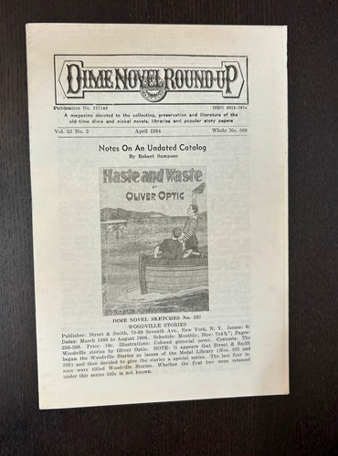 DIME NOVEL ROUNDUP Vol 53 No 2 (April 1984) -- Digest Fanzine / Adzine