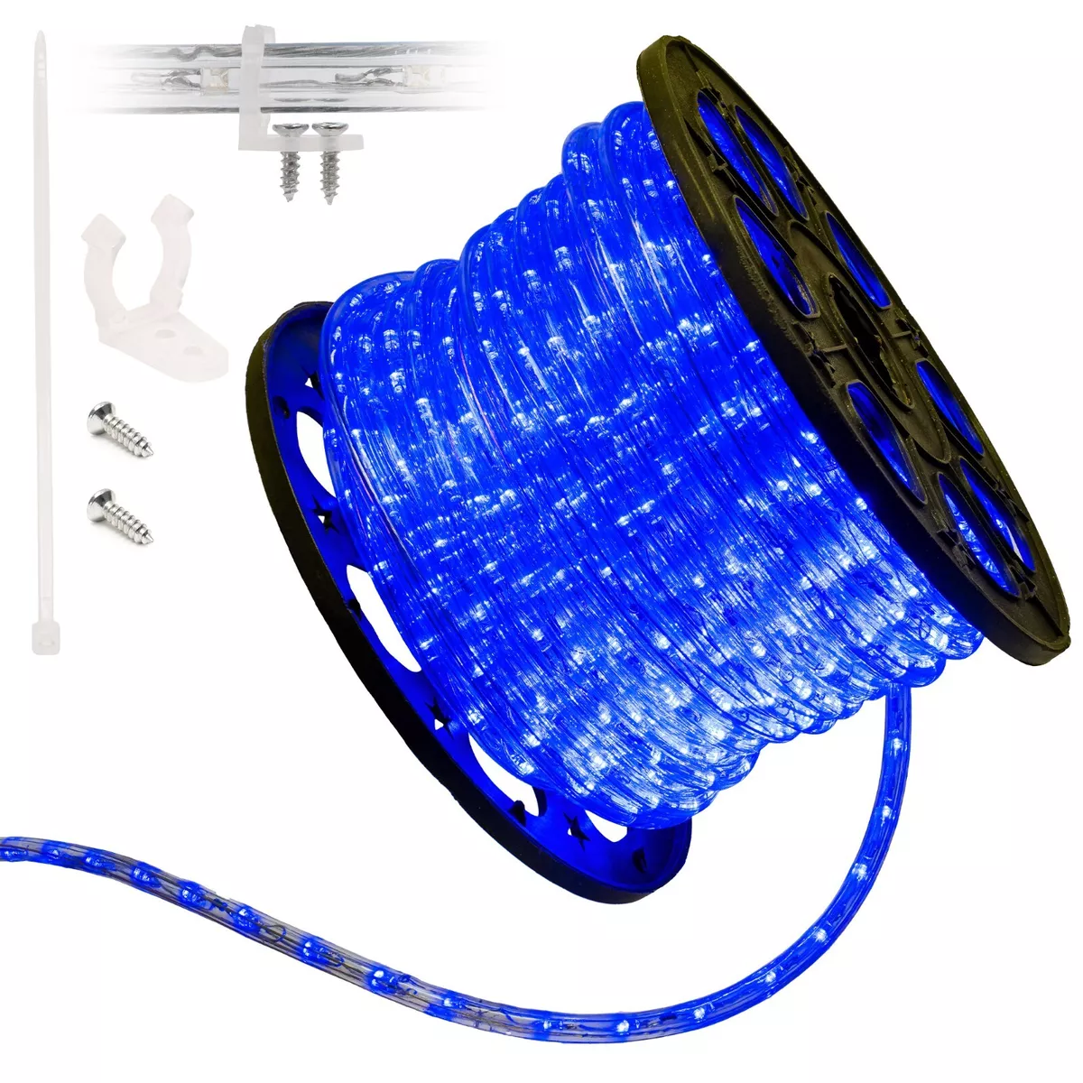 Blue 1/2 Thick Permanent LED Rope Light 10' 25 50 100 150ft