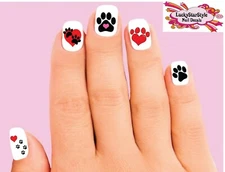 Waterslide Nail Decals Set of 20 - Dog Paws and Hearts Assorted