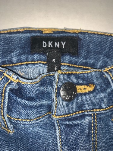 Preowned- DKNY Two-Toned Straight Fit Stretch Denim Jeans Girls (Size 6) - Picture 2 of 9