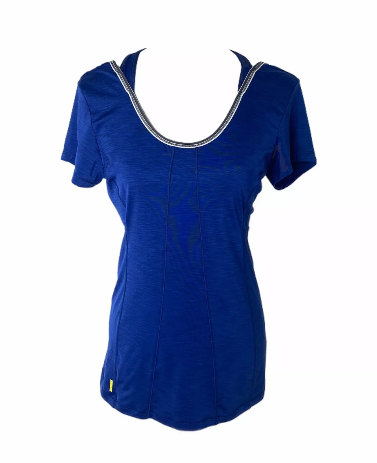 lole short sleeve open back scoop neck athletic shirt