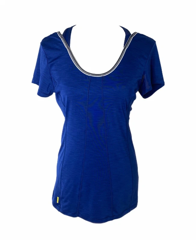 lole short sleeve open back scoop neck athletic shirt