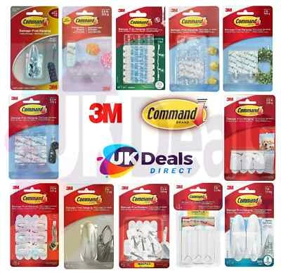 3M COMMAND Strips Large, Medium, Small For Damage Free Picture / Poster Hanging