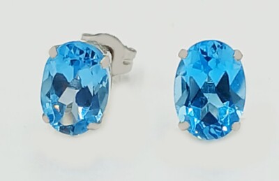 ECHTE 2,10 kt BLAUTOPAS OHRSTECKER 14 K WEISSGOLD - kostenloser Bewertungsservice