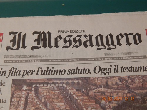 POPE JOHN PAUL II PASSING DEATH ROME ITALY ITALIAN NEWSPAPER 4/6/05 IN ITALIAN - Picture 2 of 3