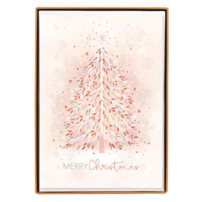 Graphique Rose Gold Tree Large Classic Holiday Boxed Card 15ct w