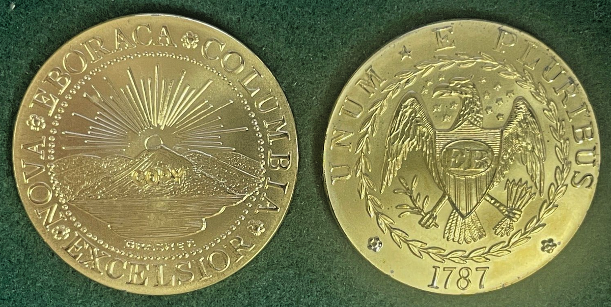 USA's Rarest? 1787 Nova Eboraca Columbia Excelsior Gold Plated