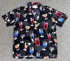 Vintage Paradise Found Men’s Large Hawaiian Shirt Happy Hour Cocktail Tiki Bar
