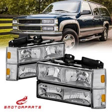 Chrome Headlights w/ Bumper Corner Lights For 1988-93 Chevy C/K 1500 2500 3500