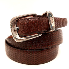 VINTAGE Trafalgar Golf Belt Brown Pebble Leather Patina Buckle USA MADE Mens 38