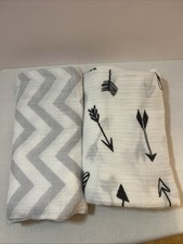 Muslim Bamboo Swaddle Blankets Chevron Gray White Black White Lightweight