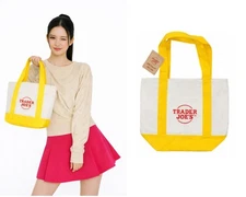 Trader Joe's Limited Edition Holiday 2025 Mini Canvas Tote Bag Santa Joy Yellow