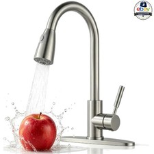 Kitchen Faucet With Pull Down Sprayer Brushed Nickel Stainless Steel Single