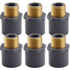 6-Pack 3/4" Schedule 80 PVC Male Adapters w/Brass Threaded-Fittings ASTM D2467