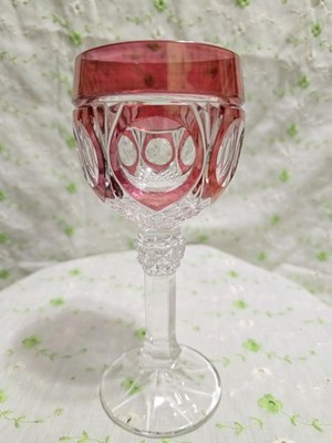 VTG CRYSTAL RUBY CUT TO CLEAR WATER GOBLET NAPOLEON COLLECTION BY NACHTMANN
