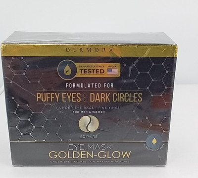 Dermora Under Eye Patches Eye Mask Golden-Glow Puffy Eyes Dark Circles 20 Pairs