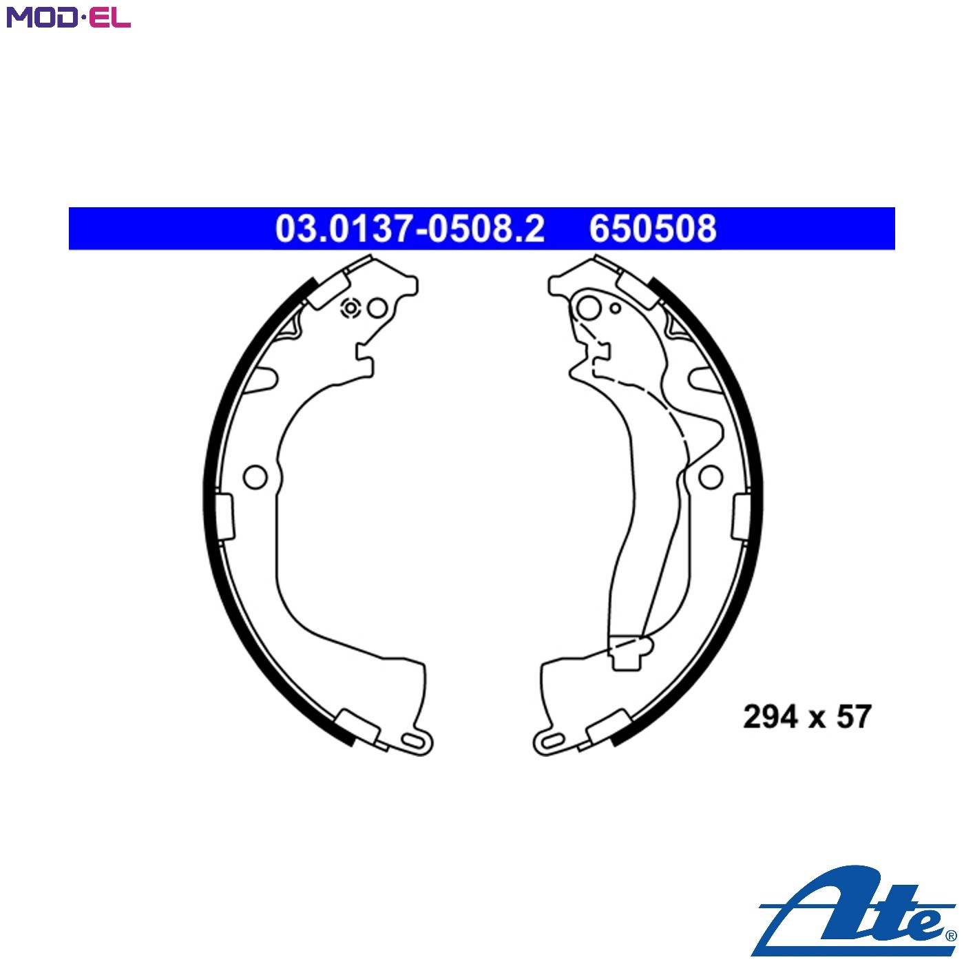 BRAKE SHOE SET 03.0137-0508.2 FOR VW CFPA 2.0L CNFB/CSHA/CNEA/CNFA/CDBA 2.0L