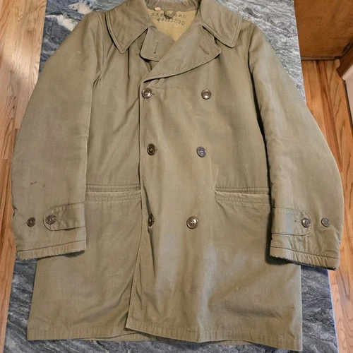 Vintage 1940s WWII Mackinaw Jeep Coat Jacket Mens Size 36 Wool Lining Military
