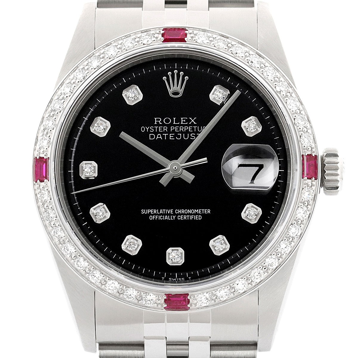 Rolex Datejust Black Diamond Ruby 18K