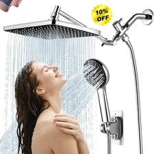 Shower Head Combo High Pressure Rain Shower Head with Handheld Spray Set Chrome