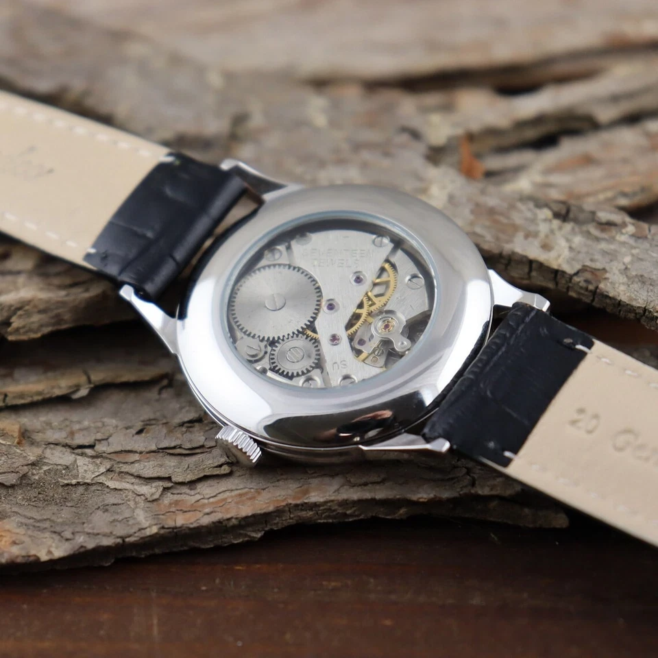 Reloj Mecánico Aviador 17 Joyas Esfera 24 Horas Manecillas Luminosas Nuevo Foto 3 de 4