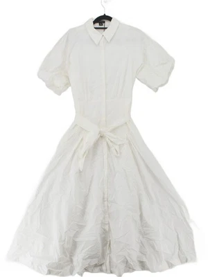 Karen Millen Shirt Midi Dress UK10 in White RRP £139 - Image 1 of 4