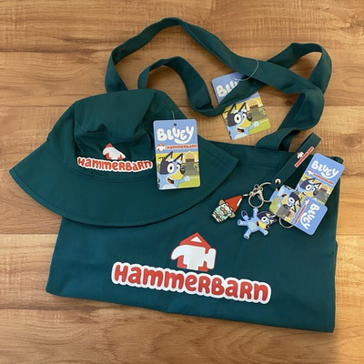 #ad #ad Bluey Hammerbarn Bunnings Kids Hat Tote Bag Keyring Set Limited Edition Set AU $75.00
