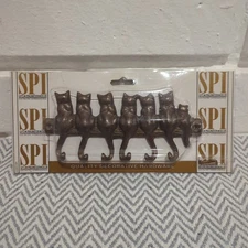 Vtg SpI Cats Tails on a Branch Metal Wall Key Hooks Rack Jewelry Holder 7"x 3"